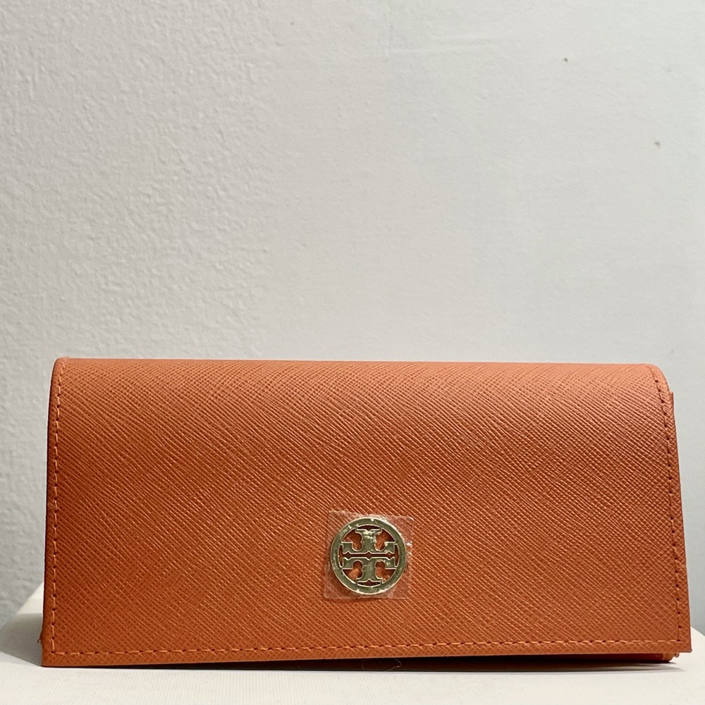 Tory Burch Orange Saffiano Large sunglasses case